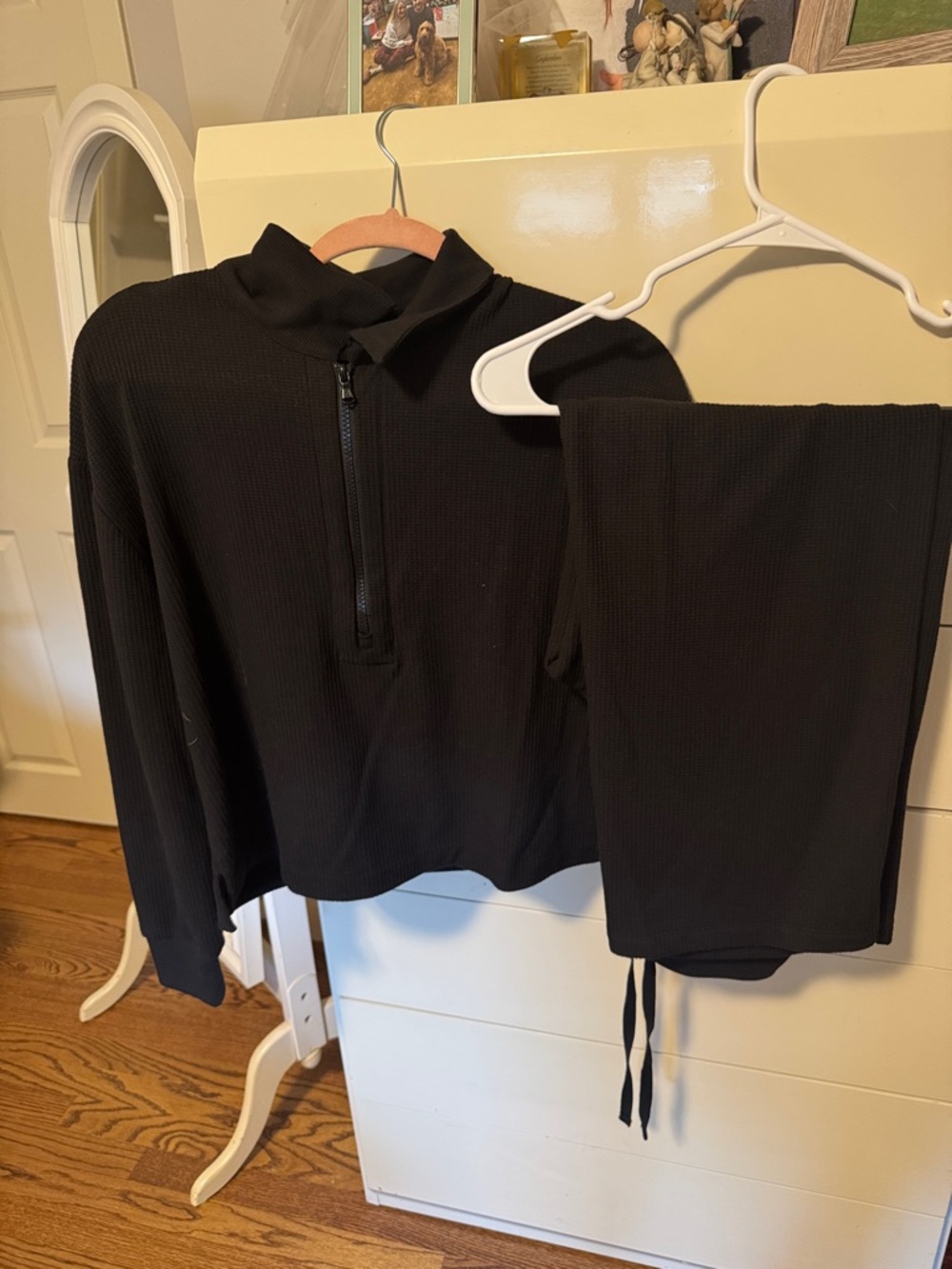 Lou & Grey Black Ribbed Half-Zip Lounge Set